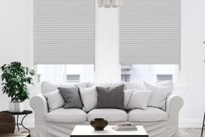 White lounge area with dual thermacell blinds